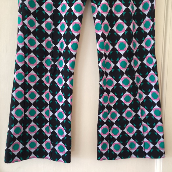 Maeve by Anthropologie The Margot Kick Flare Cropped Pants Stretch Geometric - Picture 5 of 14